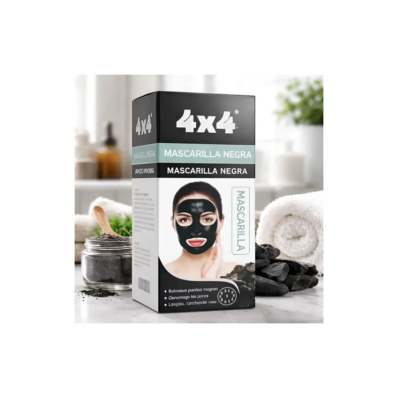 Mascarilla Negra Facial 4x4 Con Carbon Activado 120ml