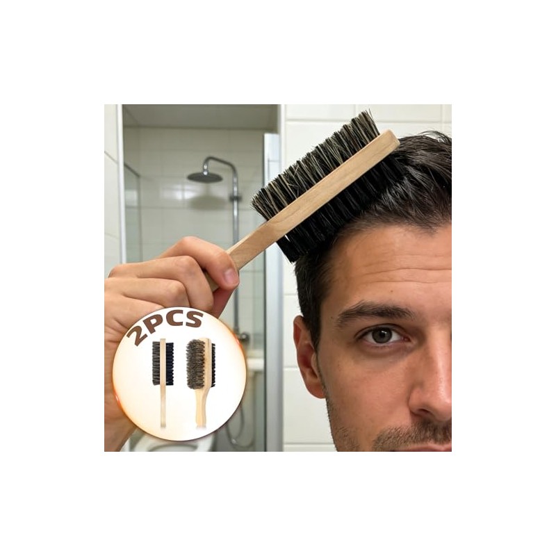 Flylin Paquete de 2 cepillos para barba hombres, Bambú Mango