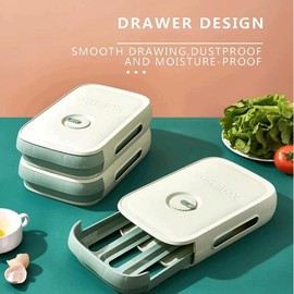 FBITE Egg Storage Box,Large Capacity Egg Holder for Refrigerator, Refrigerator Egg Drawer, Dustproof Preservation Rolling Egg Box, Egg Storage Container,Egg Storage Drawer for Kitchen,Blue