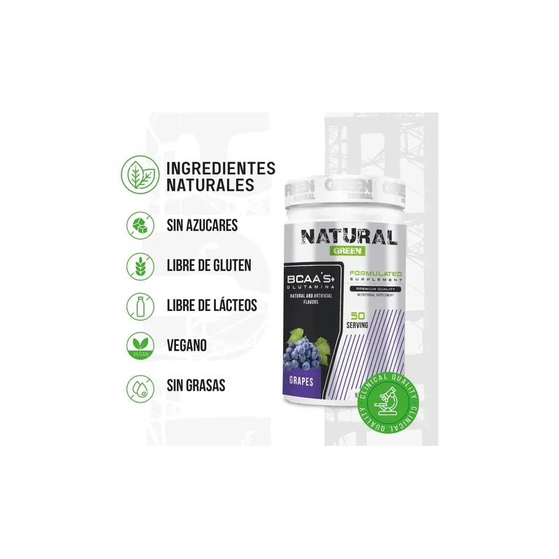 Aminoácidos Bcaas + Glutamina Green 1kg Sabores