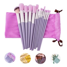 Set Brochas De Maquillaje 13 Pzs Profesional+bolsa Brocha Color Púrpura