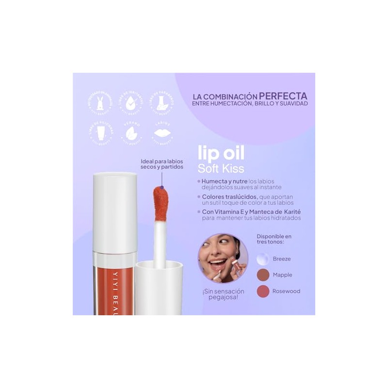 YB0002-02 Aceite para labios Soft Kiss Breeze, 1 Unidad