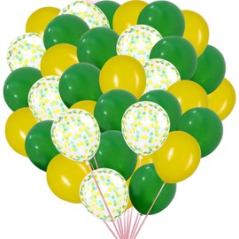 Yellow and Green Balloons with Yellow and Green Confetti Balloons for Graduation Baby Shower Wedding Birthday Family Parties Decoration,50Pcs 12inch