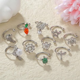 Dainty Crystal Flower Ear Cuff Earring Cubic Zirconia Cherry Blossom Cartilage Clip On Non Piercing Fake Huggie Hoops Earrings Cute Birthday New Year Jewelry Gifts for Women Teen Girls (Gold)