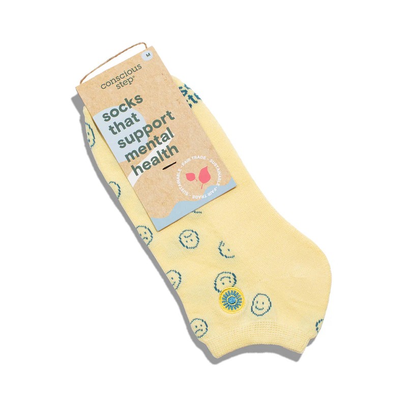 Conscious Step Socks that Support Mental Health - Ankle Smiley,
