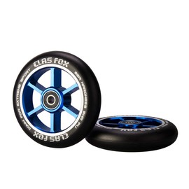 CLAS FOX 110mm One Pair Pro Stunt Scooter Wheels with ABEC-9 Bearings CNC Metal Core (2pcs) (Black PU Blue Core)