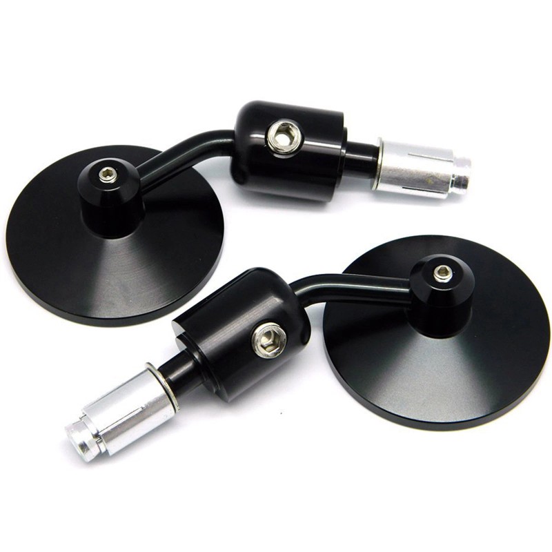 KEEPDSGN Motorcycle Round 7/8 Handle Bar End Mirror Black For