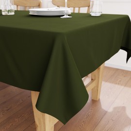 Encasa XO Table Cloth Size 140x230 cm | Cotton Canvas Fabric | Leaf Green Solid Color | Dining Tablecloth For Decoration - Machine Washable