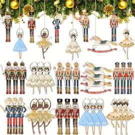 20pcs Set Christmas Ornaments Ballet Nutcracker Wooden Decorations Party Decoration Gift Snowman Santa Tree Use Affordable 20*10*4 cm Colorful 1