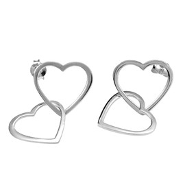 Unique Double Tangle Heart Sterling Silver Earrings