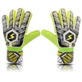Soccer Goalie Gloves Kids Youth Adult, Goalkeeper Gloves Strong Grip with Fingersave and Double Wrist Protection, Fit Match Training