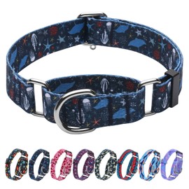 Hikiko Martingale Collar for Dogs with No Buckle Starfish Blue Dog Collars for Large Dogs,Submarine,L