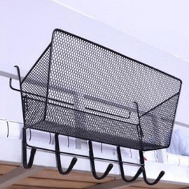 Multipurpose Iron Hook-On Storage Basket Mesh Type Standard/Black 10ea
