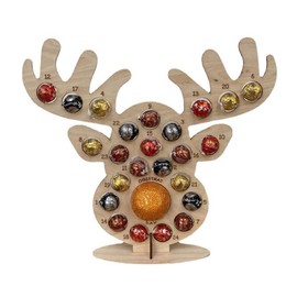 Christmas Advent Countdown Calendar Wooden Xmas Tree Deer Head Shaped Stand Chocolate Candy Display Stand with 24 Hole for Party Decoration
