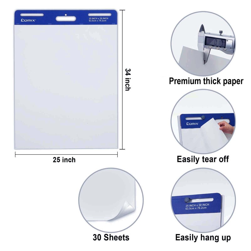 Comix Sticky Easel Pad, 25 x 30 Inches Flip Chart