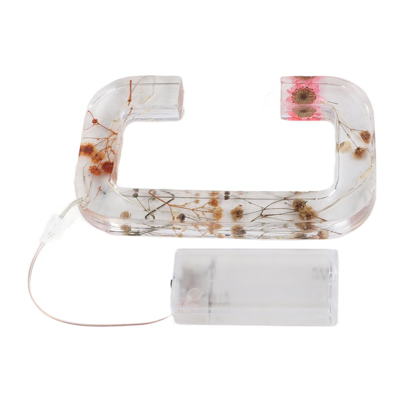 Floral Resin Letter Light Dry Flower and Alphabet Shape LED
