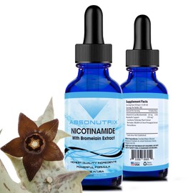 Absonutrix Nicotinamide with Bromelain Extract Advanced Formula 390 mg, 4 Oz Liquid, 302 Servings, Made in USA, Quick Absorption, Quality Potent Ingredients, Non-GMO, GMP Certified Facility