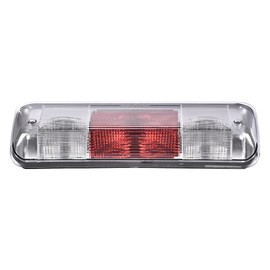 PIT66 3rd Brake Light, Compatible with 2004-2008 Ford F150 High Mount Center Rear Roof Third Cargo Light Parking Light Halogen Clear/Red Lens Black Housing