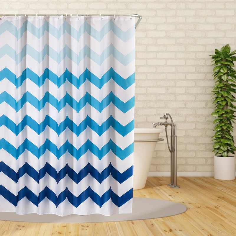 Polyester Floral Wave Shower Bath Curtain Thicken Waterproof Bathroom Curtain