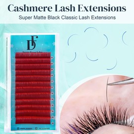 DF Red Lash Extension Volume Eyelash Extensions 0.05 C Curl 15-20mm Mixed Tray Individual Lash Extensions Classic Lash Extensions Soft Matte Black Single Lashes Professional Salon Use