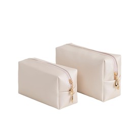 Augbunny Makeup Bag PU Leather Waterproof Multifunctional Storage Bag Toiletry Cosmetic Bag Beauty Double Zipper Organizer Storage 2 PACK