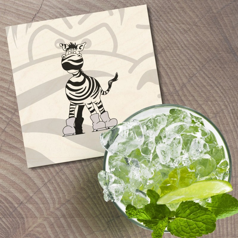 Unbranded Funny Angry Zebra Animal 4'' X 4'' Square Wooden