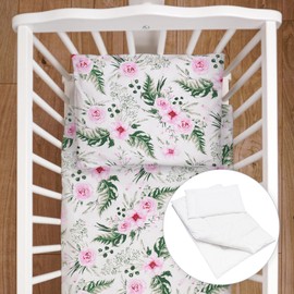 4 Piece Duvet Pillow Duvet Cover Pillowcase Baby 80x70 cm Bedding Set for Crib Bedside Crib or Travel Cot (Rose Pink)