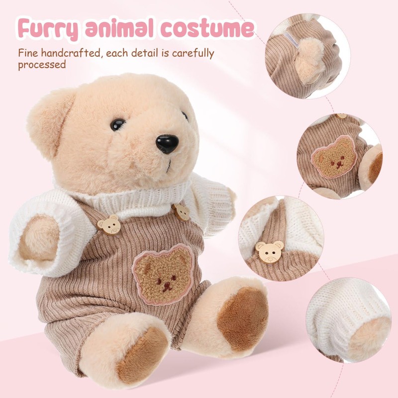NOLITOY Plush Clothes 2 Sets: 30cm Bear Clothes with Jumpsuit