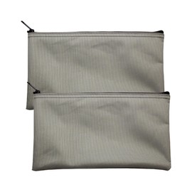 Cardinal bag supplies Multipack of 2 Compact Zipper Cloth Pouches, Zipper Bag, Travel Toiletry, Cosmetics, Stationary Case, 11 x 6 inches (Gray)