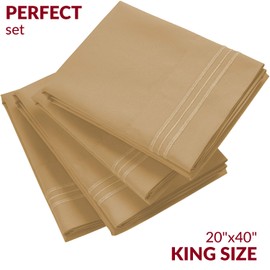 Mellanni Pillow Cases Set - 4 PC Iconic Collection Pillowcases - Hotel Luxury, Extra Soft, Cooling Pillow Covers - Wrinkle, Fade, Stain Resistant (King Size 20" x 40", Sand)