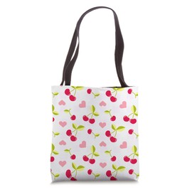 Cherry Cute Pink and Red Cherry Cartoon Heart Pattern Design Tote Bag