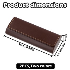 Amexo 2 pieces glasses case, hard case, portable, lightweight, waterproof, PU leather glasses case, pressure-resistant and durable glasses case, men and women, for most glasses and sunglasses