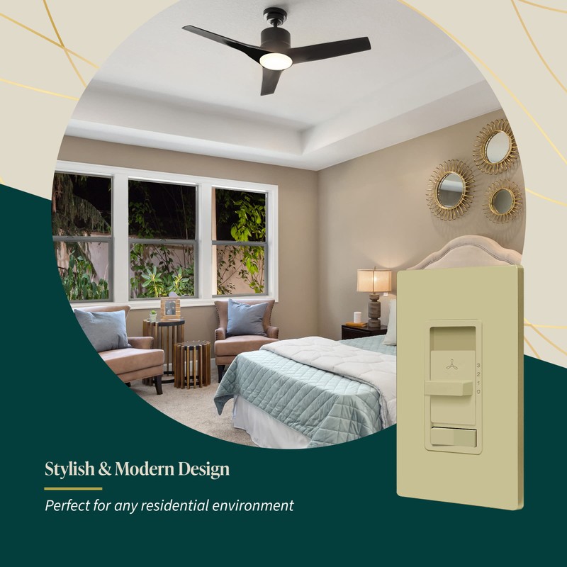 TOPGREENER Kalide Light Switch and 3-Speed Ceiling Fan Control Combo,