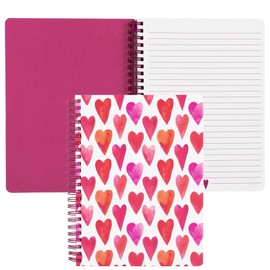 Steel Mill & Co Cute Mini Spiral Notebook, 8.25" x 6.25" Journal with Durable Hardcover and 160 Lined Pages (Hearts)