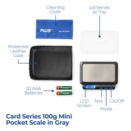 AMERICAN WEIGH SCALES - S Card Series - High Precision LCD Mini Pocket Weight Scale - 100 x 0.01 G - (Grey)