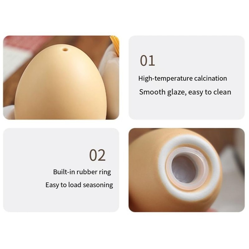 Tuperoymse Bamboo Salt Shakers Mini Brown Egg Shaped Shakers with