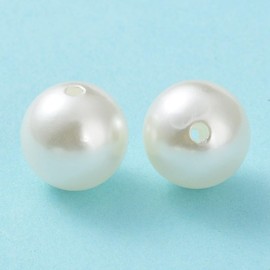 Ornazy 220 pcs 16mm Round Acrylic Faux Pearl Beads Creamy White Imitated Pearl Loose Spacer Beads with Hole for Jewelry Making Supplies