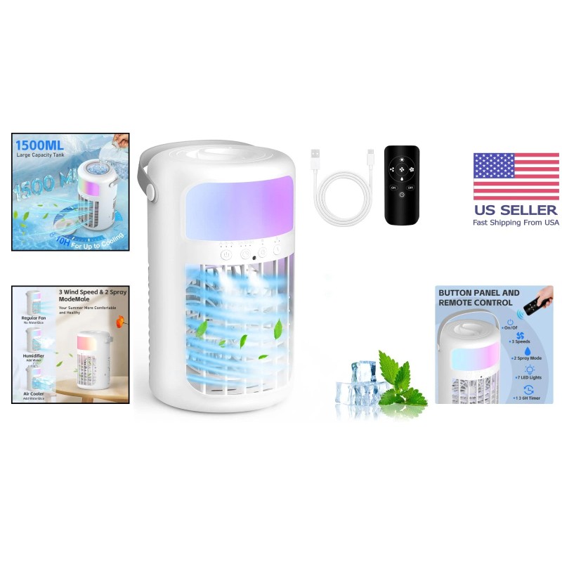 Whisper-Quiet Portable AC with 1500ml Tank – Perfect for Home,