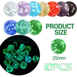 Smavles Marbles for Children, Pack of 10 Marbles Glow in the Dark for Marble Track Game, Colourful Glass Marbles 25 mm Marbles for Marble Run DIY and Home Decoration Boys and Girls