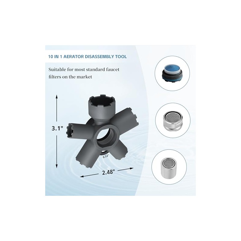 ORTVS 10-in-1 Faucet Aerator Removal Tool for Delta Moen, Threaded