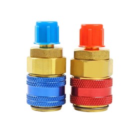 BesNPT R134a AC Quick Coupler Adapters 1/4" SAE Male Flare High Low Freon Manifold Gauge Hose Conversion Kit for Automotive HVAC AC System I-Style