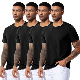 Arjen Kroos Men's Quick Dry Gym T-Shirts Multipack Workout Short Sleeve Shirts Athletic Running Undershirts,Black*4,Small