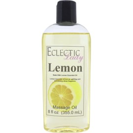 All Natural Lemon Massage Oil, 4 oz, 100% Natural Ingredients with Sweet Almond & Jojoba Oil, Relaxing Scent for Men & Women
