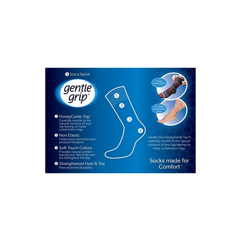 3x Pairs of Mens Plain Gentle Grip Non-Elastic Socks/UK 6-11