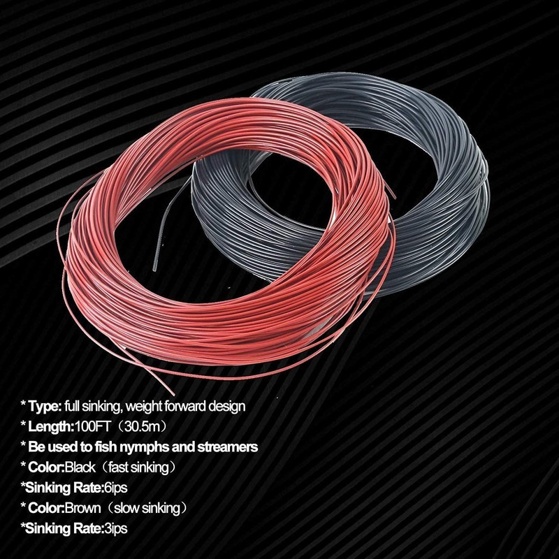 Maximumcatch Full Sinking Fly Line 30.5 m Long, Brown/Black, 3/6IPS