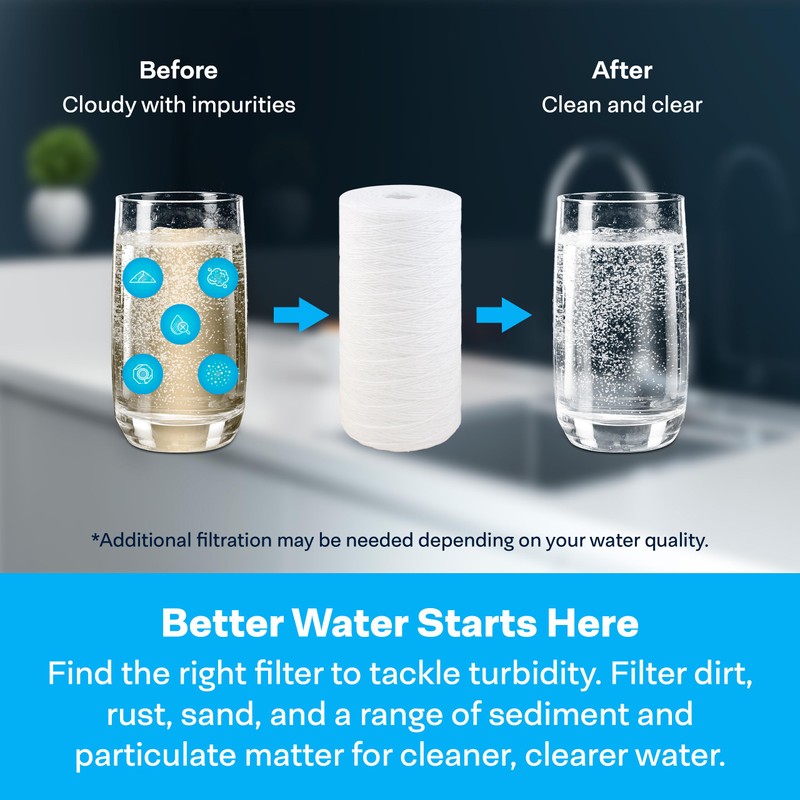 SpiroPure SP-WP25-BB 10x4.5 25 Micron String-Wound Polypropylene Water Filter Cartridge