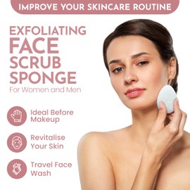 Fine Lines - Exfoliating Face Scrub Sponge, Pack of 1 - Face Scrubber Tear Drop Sponge - Face Shower Sponge for Cleansing, Ideal Before Makeup - Travel Face Wash Exfoliating Sponge for Women and Men
