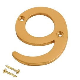 Brass Door Numbers Screw On 3 Inch Door Number Elegant and Bold Door Numerals Suitable for All Door Types Including Wooden uPVC and Composite Number 9