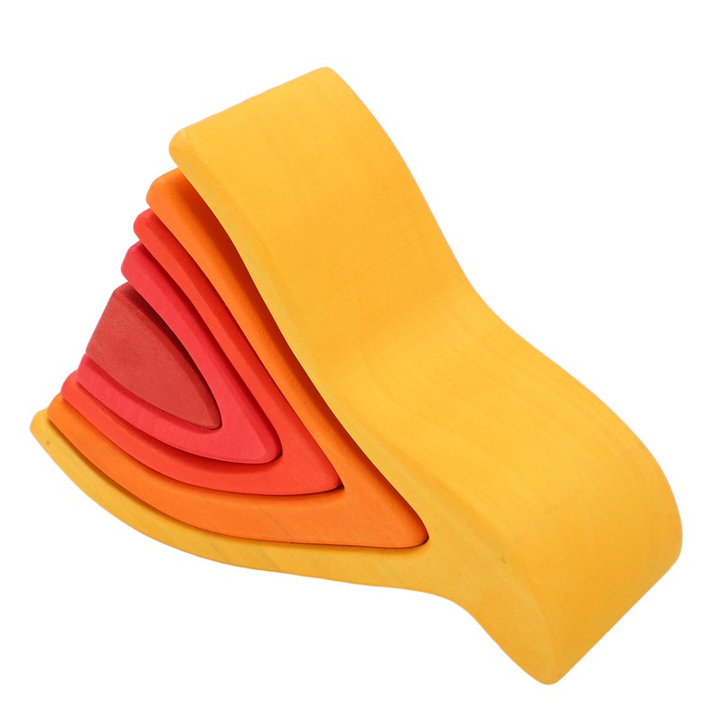 5pcs Fire Flame Element Stacking Toys Wooden Stacker Nesting Building