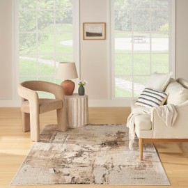 Nourison Washable Decor Mocha 5'3" x 7' Area Rug - Easy Clean, Non Shedding, Bed Room, Living Room, Dining Room, Kitchen (5' x 7')